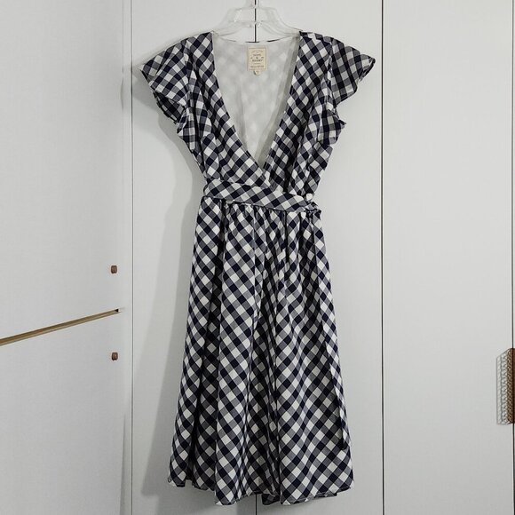Hope & Henry Women's Short Sleeve Wrap Dress Size 10 Navy - Picture 2 of 6